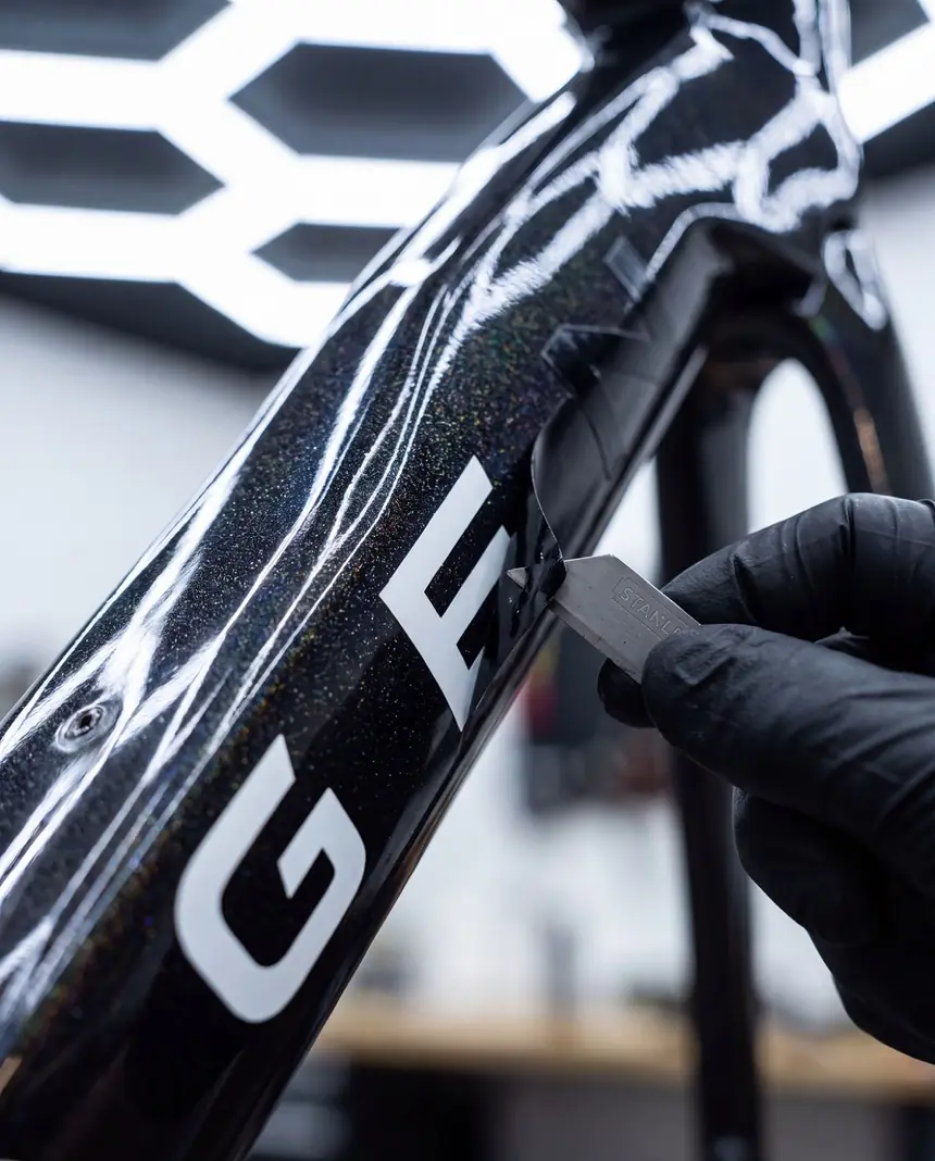 Decal met de hand aanbrengen op de onderbuis